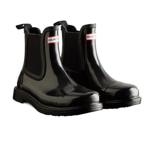 Front - Hunter Womens/Ladies Commando Gloss Chelsea Boots