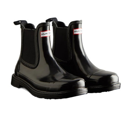 Front - Hunter Womens/Ladies Commando Gloss Chelsea Boots