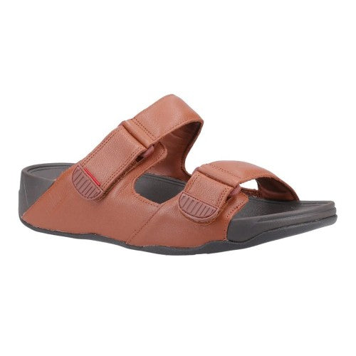 Front - FitFlop Mens Gogh Moc Leather Sliders