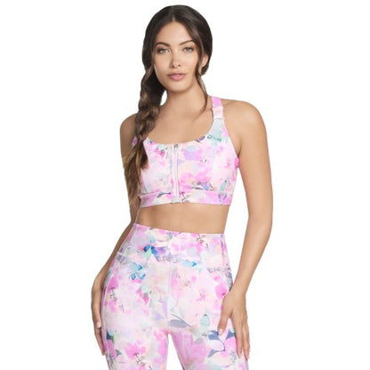 Front - Skechers Womens/Ladies GoWalk Seascape Floral Zip Front Bra