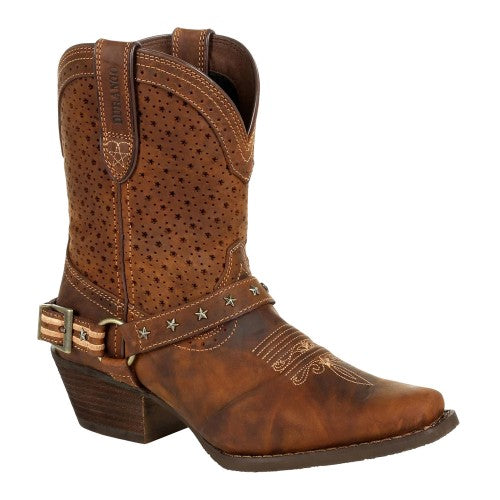 Front - Durango Womens/Ladies Crush Full Grain Leather Shortie Cowboy Boots