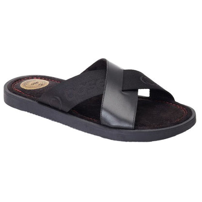 Front - Base London Mens Webb Leather Sliders