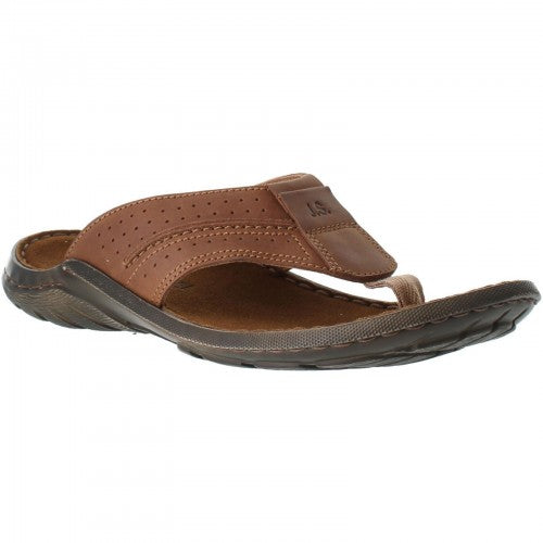 Front - Josef Seibel Mens Logan 25 Leather Flip Flops