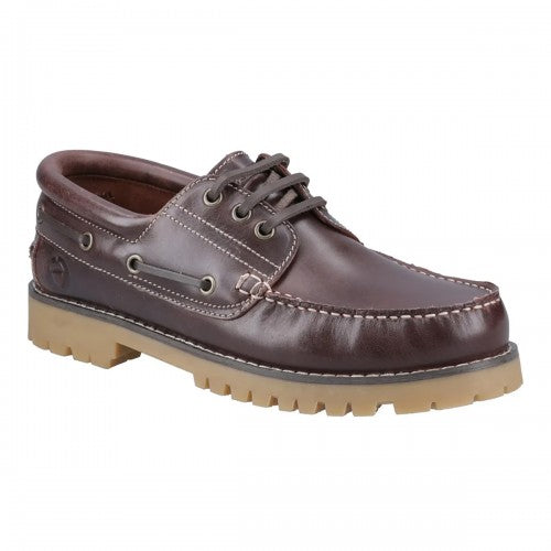 Front - Cotswold Mens Inglecote Leather Boat Shoes
