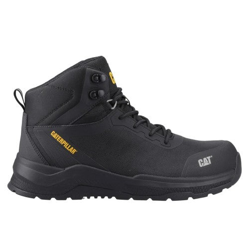 Front - Caterpillar Mens Inductor Leather Mid Cut Mesh Safety Boots