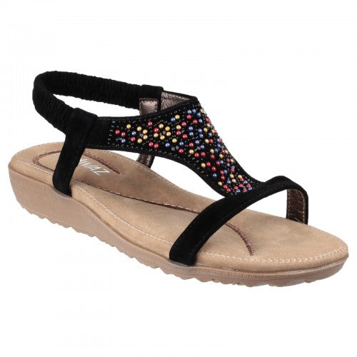 Front - Divaz Womens/Ladies Nicosia Elasticated T Bar Sandal