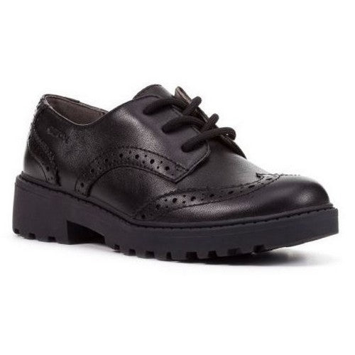 Front - Geox Girls J Casey G. N Lace Up Leather School Shoe