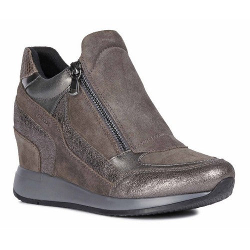Front - Geox Womens/Ladies D Nydame A Wedge Leather Trainers