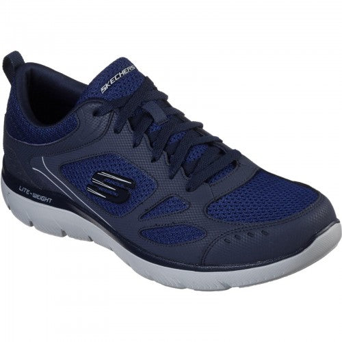Grey - Front - Skechers Mens Leather Summits South Rim Trainers