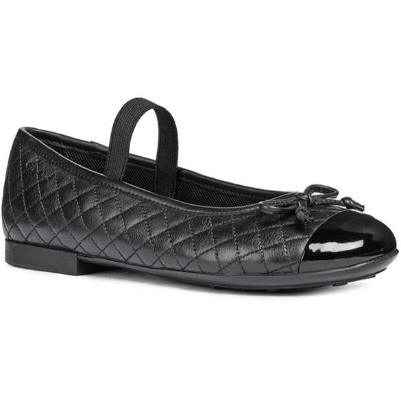 Front - Geox Girls Bow Leather School Shoes
