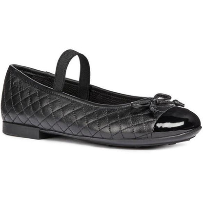 Front - Geox Girls Bow Leather School Shoes