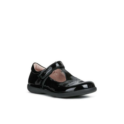 Front - Geox Girls Naimara T-Bar Leather Ballerina Flats