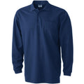 Front - James and Nicholson Unisex Long-Sleeved Pique Polo