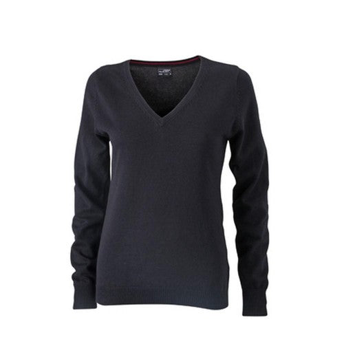 Front - James and Nicholson Womens/Ladies V-Neck Pullover