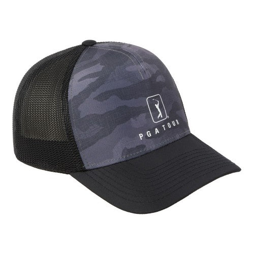 Front - PGA Tour Golf Mens Camo Trucker Cap