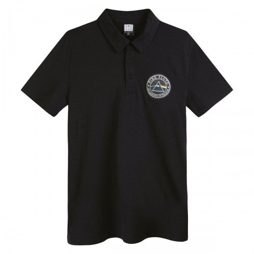 Front - Amplified Mens Washed Slub Pink Floyd Polo Shirt