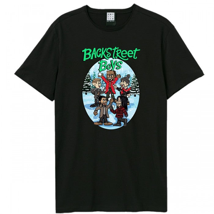 Front - Amplified Unisex Adult Christmas Cartoon Backstreet Boys T-Shirt