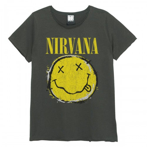 Amplified Unisex Adult Worn Out Smiley Nirvana T-Shirt Discounts