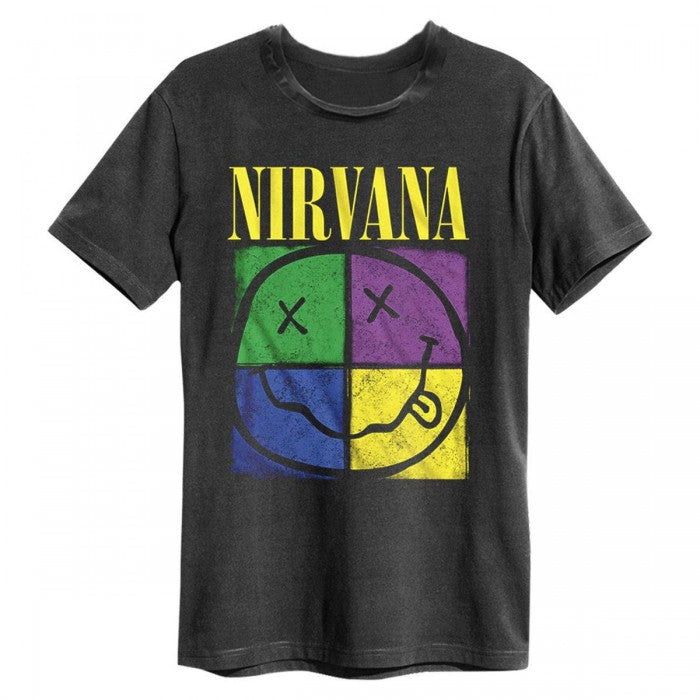 Front - Amplified Unisex Adult Four Square Smiley Nirvana T-Shirt