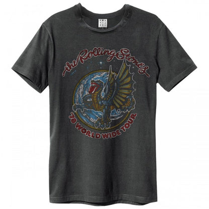 Front - Amplified Unisex Adult World Tour The Rolling Stones T-Shirt