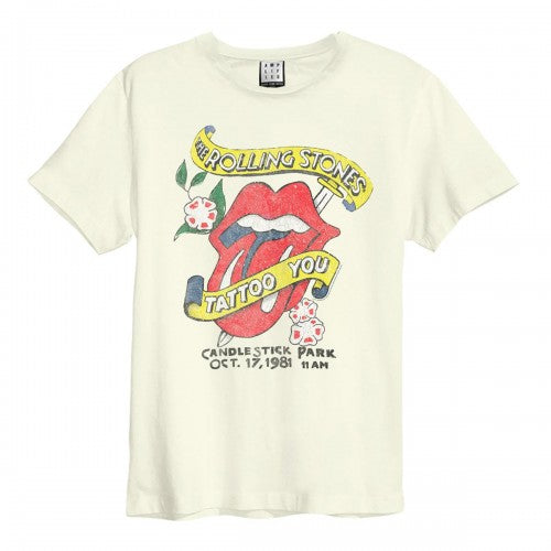 Vintage White - Front - Amplified Unisex Adult Tattoo The Rolling Stones T-Shirt
