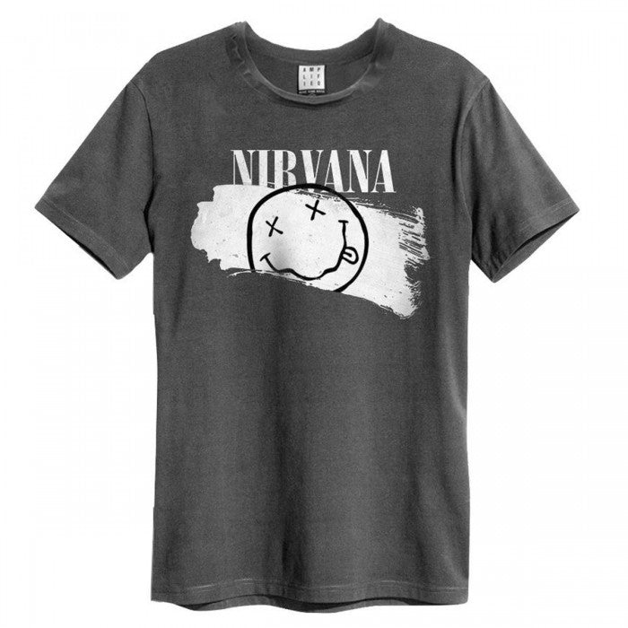 Front - Amplified Unisex Adult Torn Smiley Nirvana T-Shirt