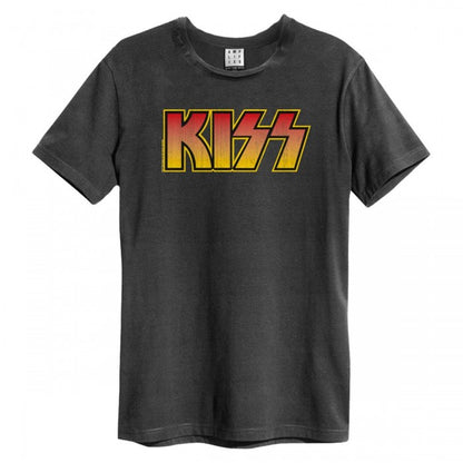 Front - Amplified Unisex Adult Classic Distressed Kiss Logo T-Shirt