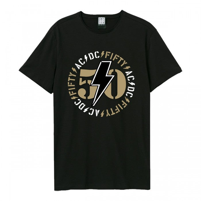 Front - Amplified Unisex Adult Classic Bolt AC/DC 50th Anniversary T-Shirt