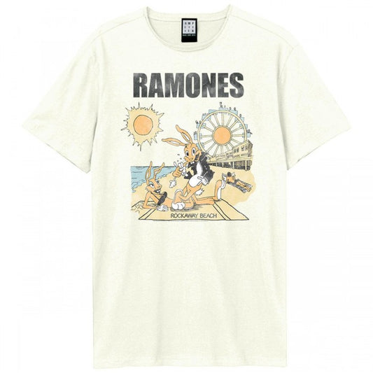 Front - Amplified Unisex Adult Rockaway Beach Ramones Vintage T-Shirt