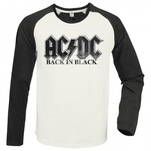 Front - Amplified Unisex Adult Back In Black AC/DC Vintage T-Shirt