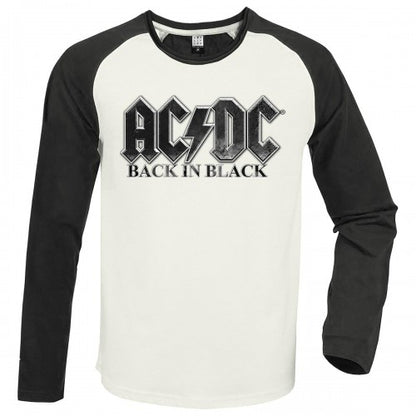 Front - Amplified Unisex Adult Back In Black AC/DC Vintage T-Shirt