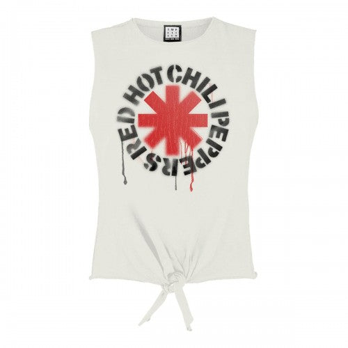 Front - Amplified Womens/Ladies Stencil Asterix Red Hot Chili Peppers Vintage Crop Top