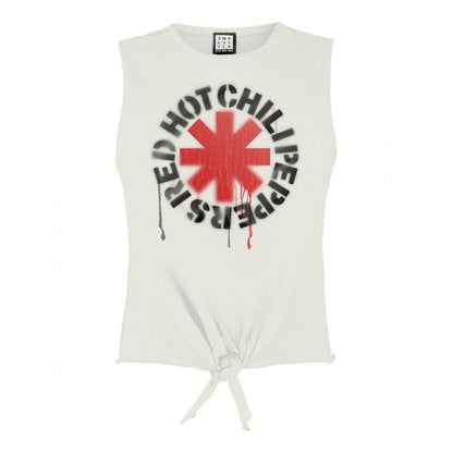 Front - Amplified Womens/Ladies Stencil Asterix Red Hot Chili Peppers Vintage Crop Top