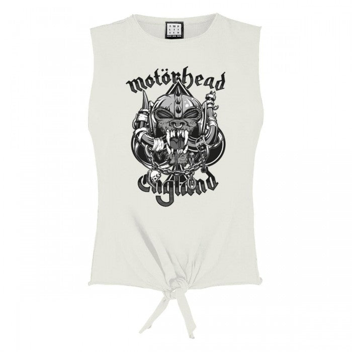Front - Amplified Womens/Ladies Snaggletooth Crest Motorhead Vintage Crop Top