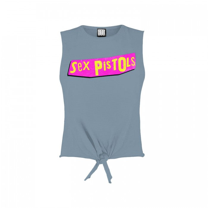 Front - Amplified Womens/Ladies Driver Sex Pistols Logo Sleeveless Crop Top