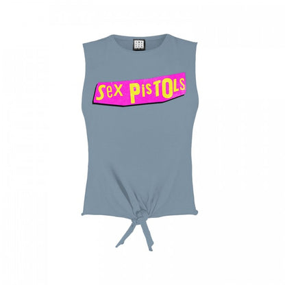 Front - Amplified Womens/Ladies Driver Sex Pistols Logo Sleeveless Crop Top