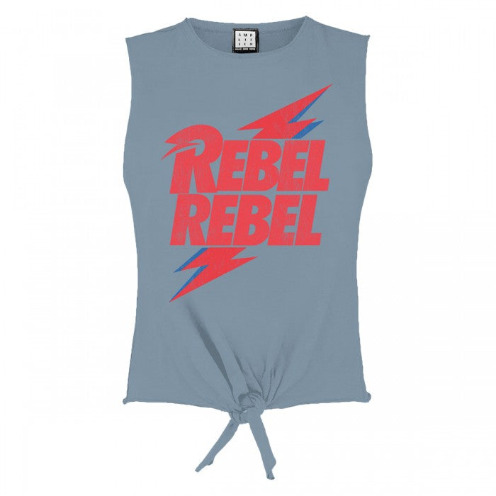 Front - Amplified Womens/Ladies Rebel Rebel David Bowie Sleeveless Crop Top