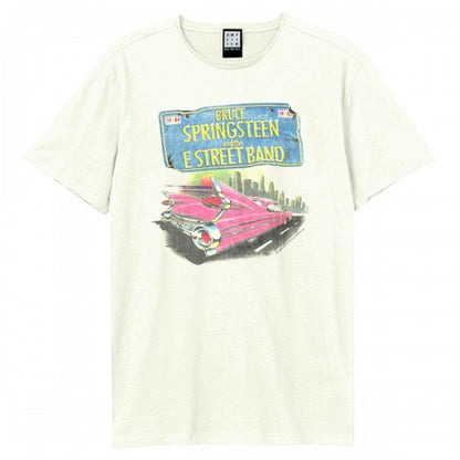 Front - Amplified Unisex Adult Pink Cadi Bruce Springsteen T-Shirt