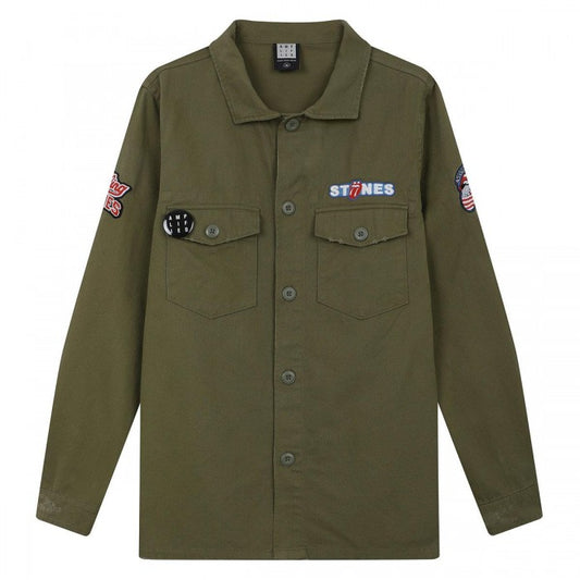 Front - Amplified Mens The Rolling Stones Military Overshirt