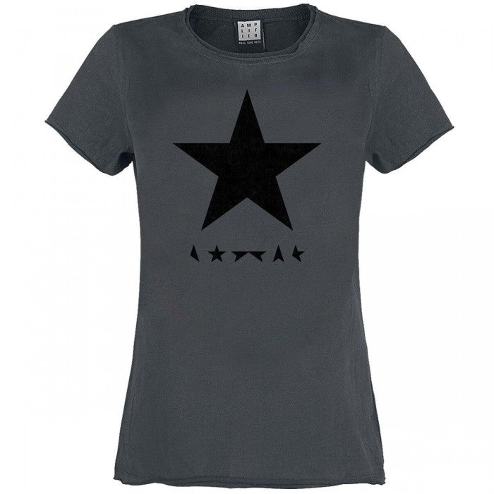 Front - Amplified Womens/Ladies Black Star David Bowie T-Shirt