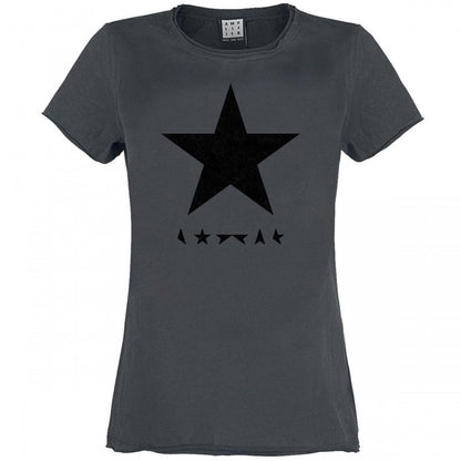Front - Amplified Womens/Ladies Black Star David Bowie T-Shirt