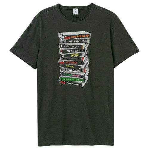 Front - Amplified Unisex Adult Stack Of Tapes T-Shirt
