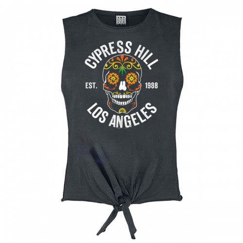 Front - Amplified Womens/Ladies Floral Skull Cypress Hill Sleeveless T-Shirt