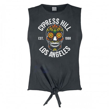 Front - Amplified Womens/Ladies Floral Skull Cypress Hill Sleeveless T-Shirt