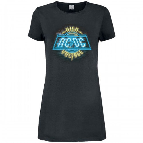 Front - Amplified Womens/Ladies High Voltage Neon AC/DC T-Shirt Dress