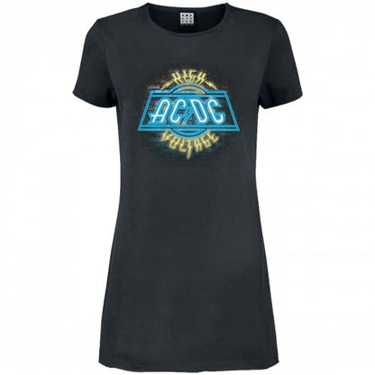 Front - Amplified Womens/Ladies High Voltage Neon AC/DC T-Shirt Dress