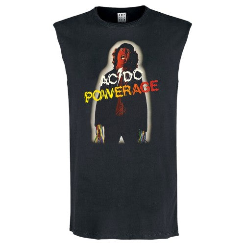Front - Amplified Mens Powerage Album Cover AC/DC Sleeveless Tank Top