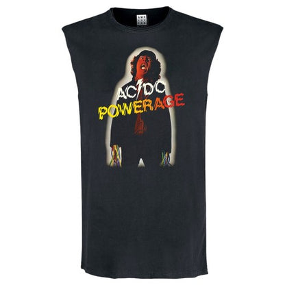 Front - Amplified Mens Powerage Album Cover AC/DC Sleeveless Tank Top