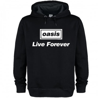 Front - Amplified Unisex Adult Live Forever Title Oasis Hoodie