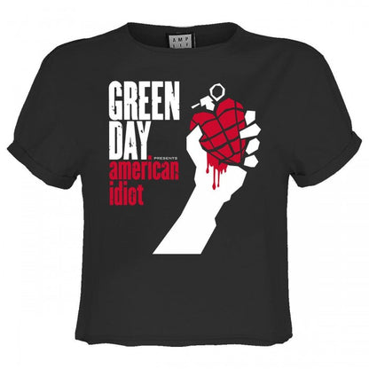 Front - Amplified Womens/Ladies American Idiot Green Day Crop T-Shirt